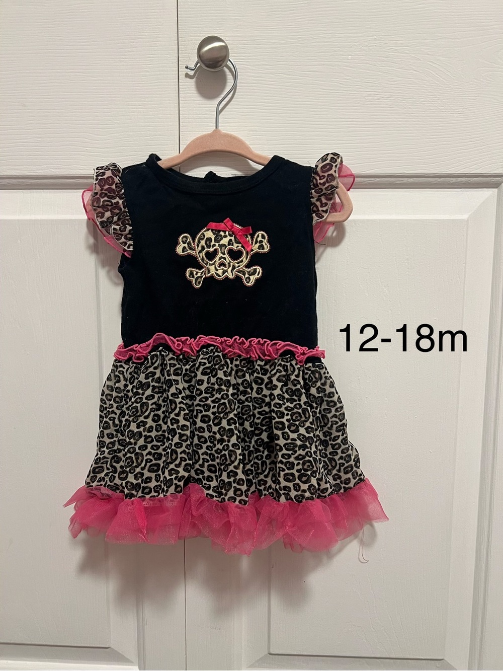 Spencer's Black & Hot Pink Leopard Ruffle Baby Dress